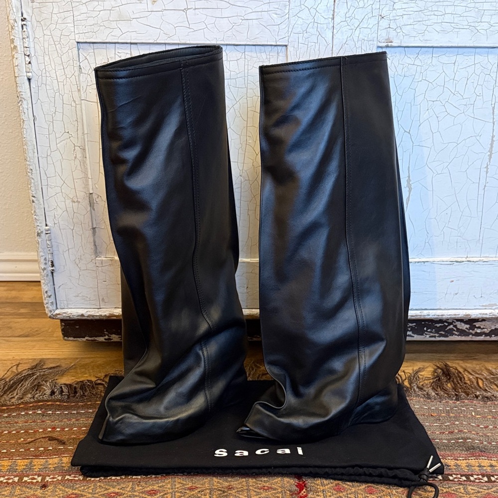 Sacai Black Leather Boots